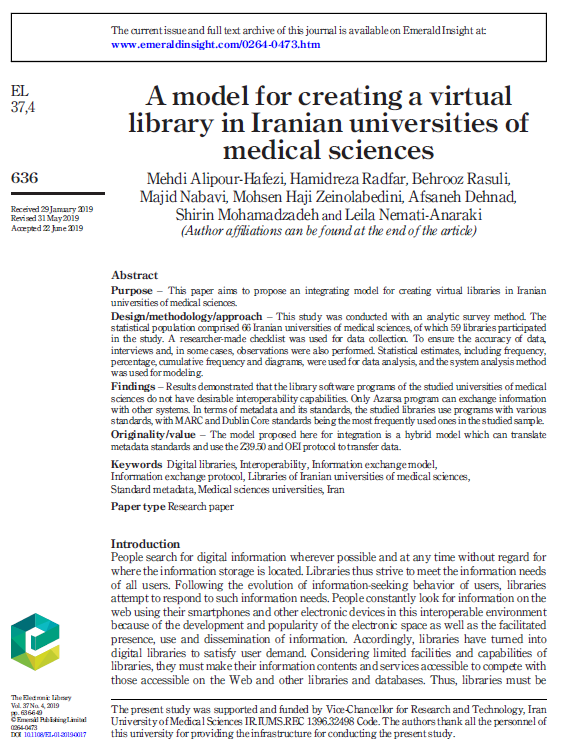 A model for creating a virtual library in Iranian universities of medical sciences