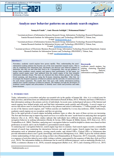 Analyze user behavior patterns on academic search engines