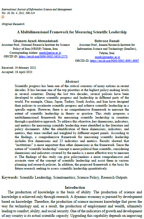 A Multidimensional Framework for Measuring Scientific Leadership