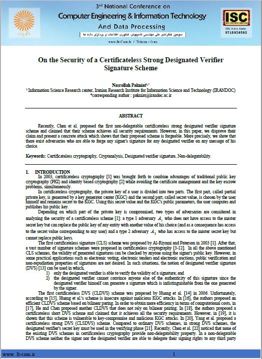 On the Security of a Certificateless Strong Designated Verifier Signature Scheme