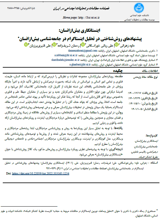 اینستانگاری بیش ازانسان: پیشنهادهای روششناختی در تحلیل اینستاگرام در جامعه‌شناسی بیش‌ازانسان