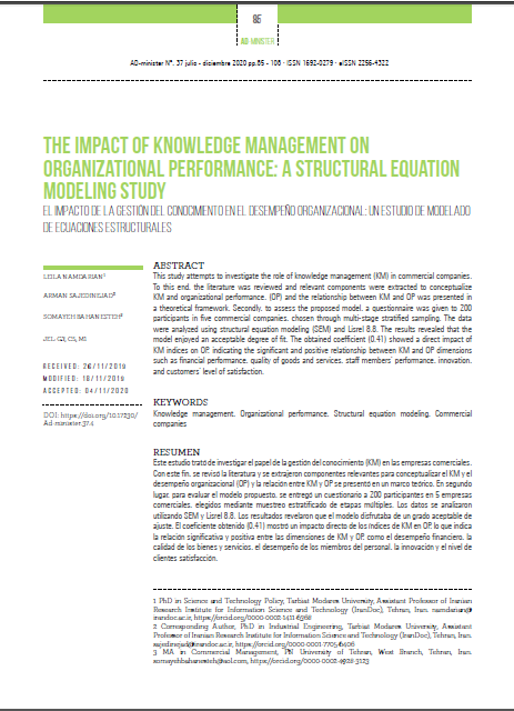 The Impact of Knowledge Management on  Organizational Performance: A Structural Equation  Modeling Study