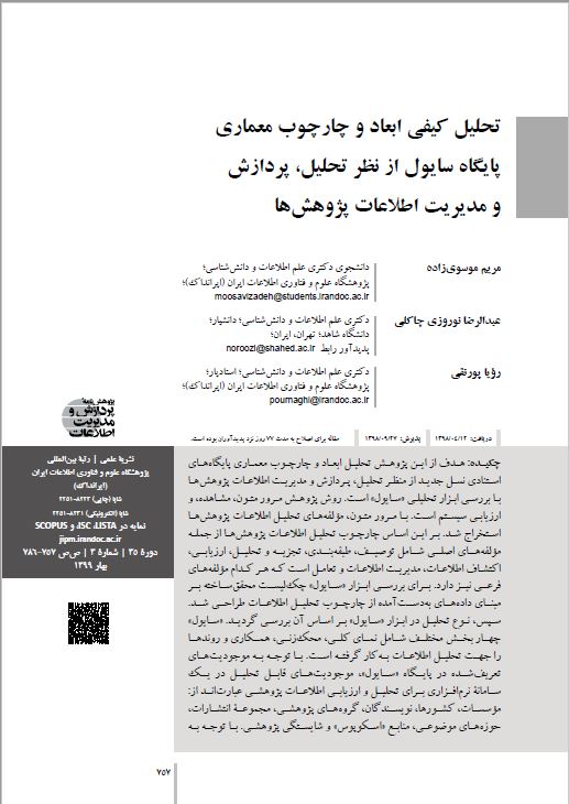 تحلیل کیفی ابعاد و چارچوب‌ معماری پایگاه‌ سایول از نظر تحلیل، پردازش و مدیریت اطلاعات پژوهش‌ها