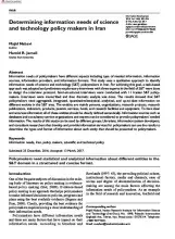 Determining information needs of science and technology policy makers in Iran