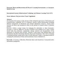 Electronic Thesis and Dissertations (ETDs) in E-Learning environment: A Conceptual Model for Iran