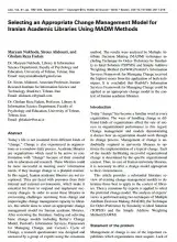 Selecting an appropriate change management model to the Iranian academic libraries using MADM methods