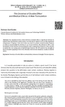 The Doctrine of Double Effect and Medical Ethics: A New Formulation