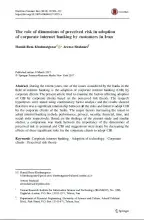 The role of dimensions of perceived risk in adoption of corporate internet banking by customers in Iran